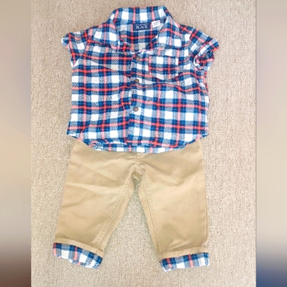 Kids matching plaid khaki pant set